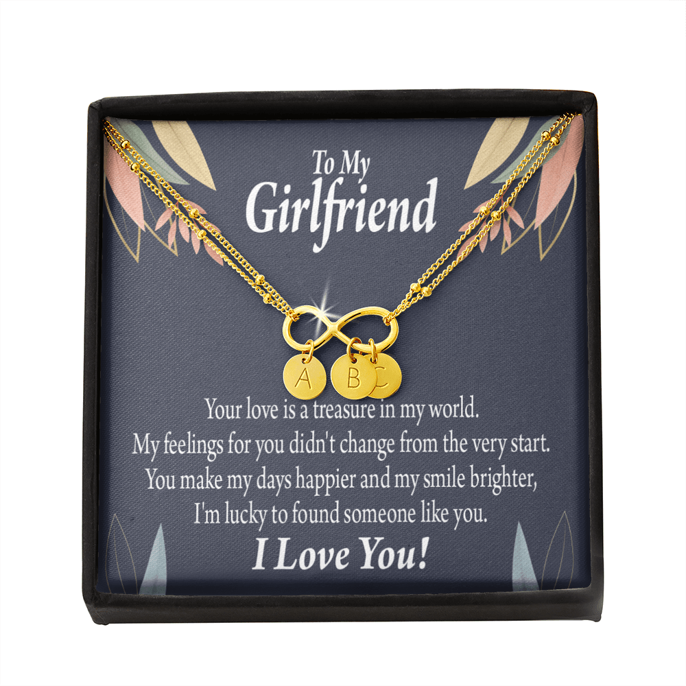 To My Girlfriend You Are My Treasure Infinity Bracelet With Initial Charms - Infinity Bracelet