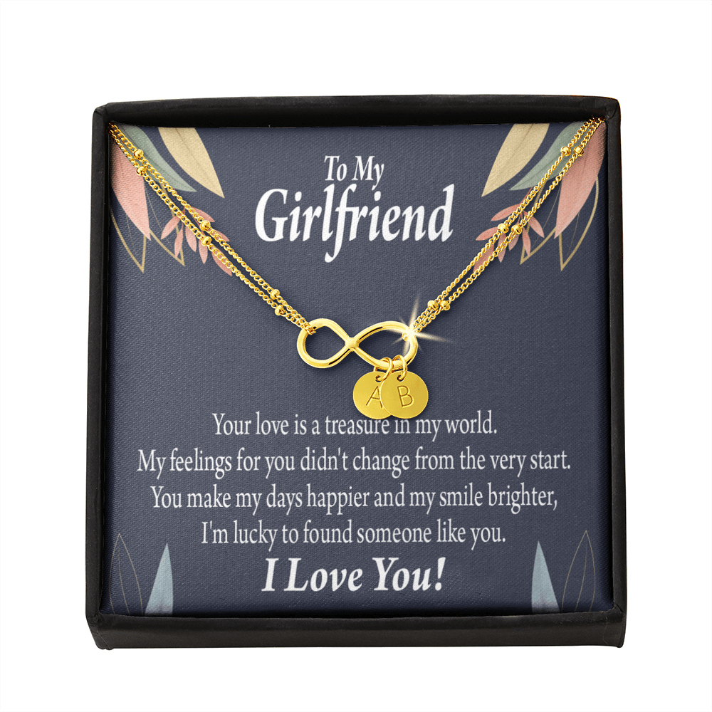 To My Girlfriend You Are My Treasure Infinity Bracelet With Initial Charms - Infinity Bracelet