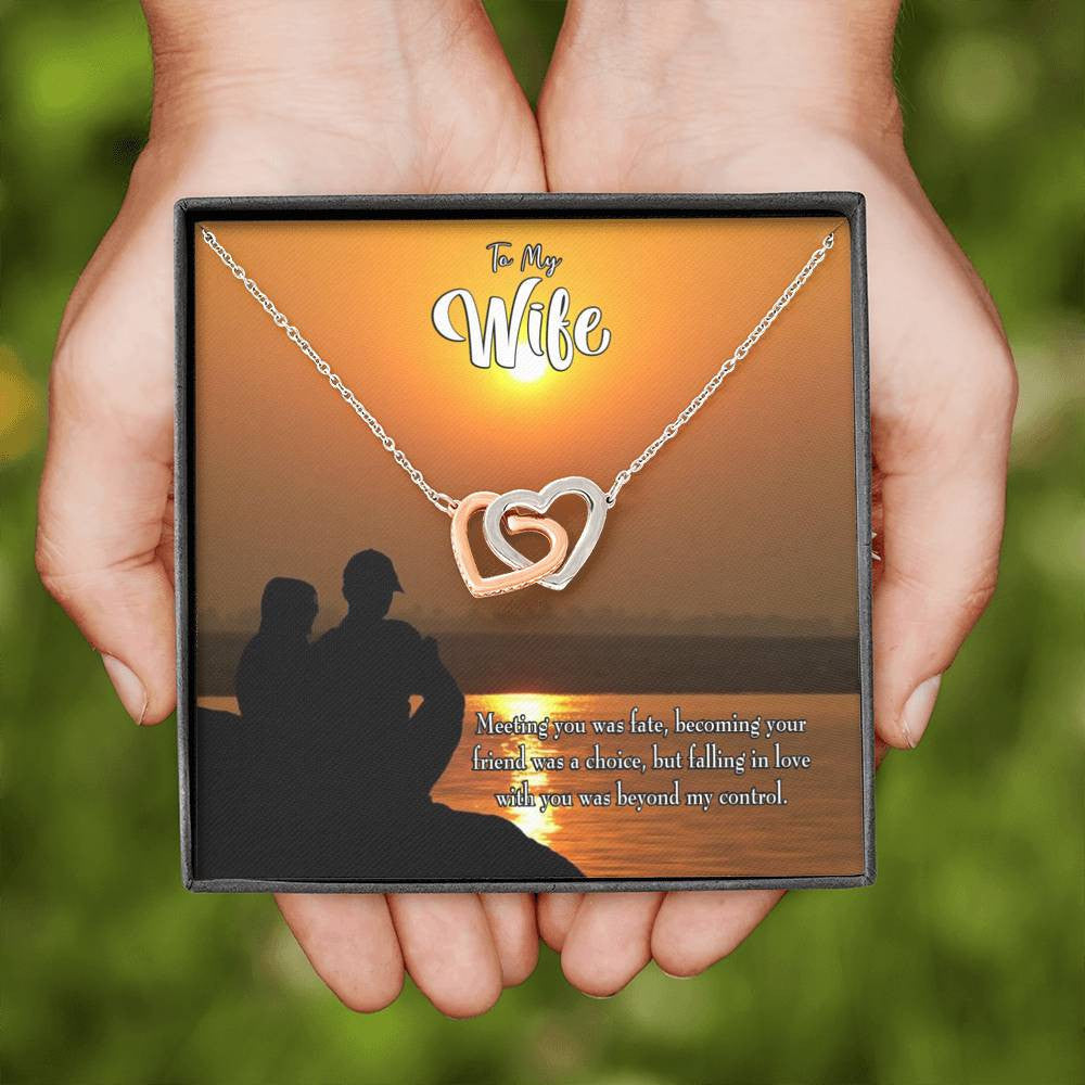 Wife Gift For Wife Birthday You're My Fate Inseparable Love Pendant 18k Rose Gold Finish 16� - Interlocking Hearts Necklace
