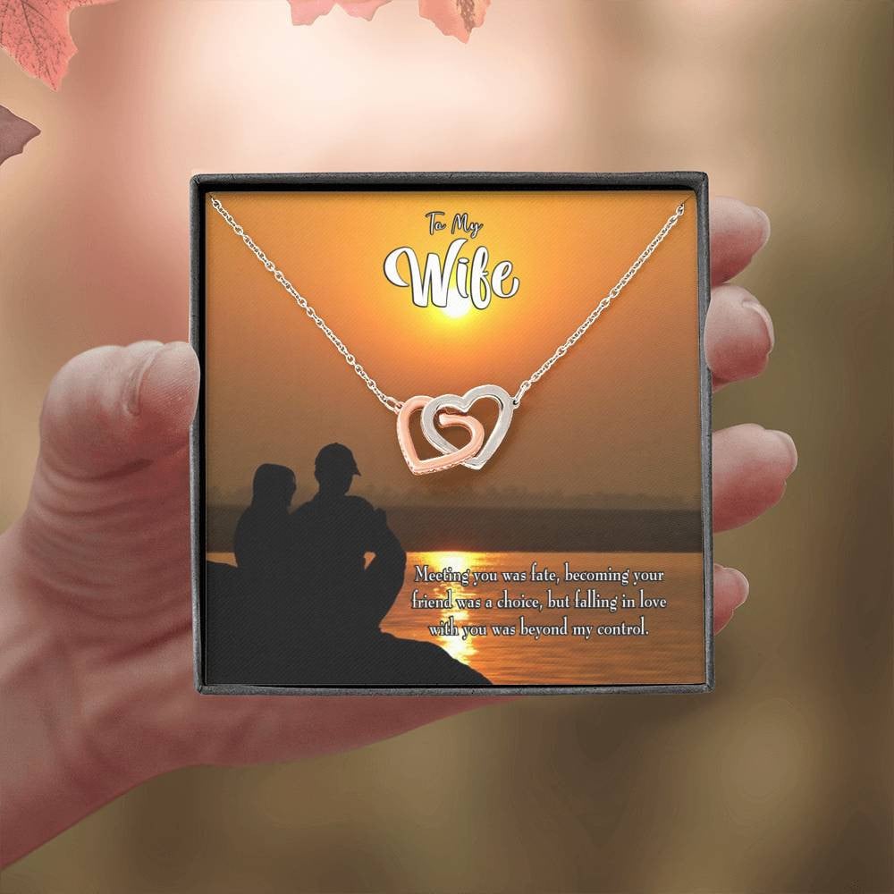 Wife Gift For Wife Birthday You're My Fate Inseparable Love Pendant 18k Rose Gold Finish 16� - Interlocking Hearts Necklace