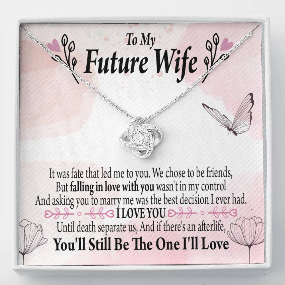 Future Wife The One Love Knot Pendant Necklace Stainless Steel W Cz Stone - Luxury Love Knot Necklace Meanful Gift Idea For Her/Him
