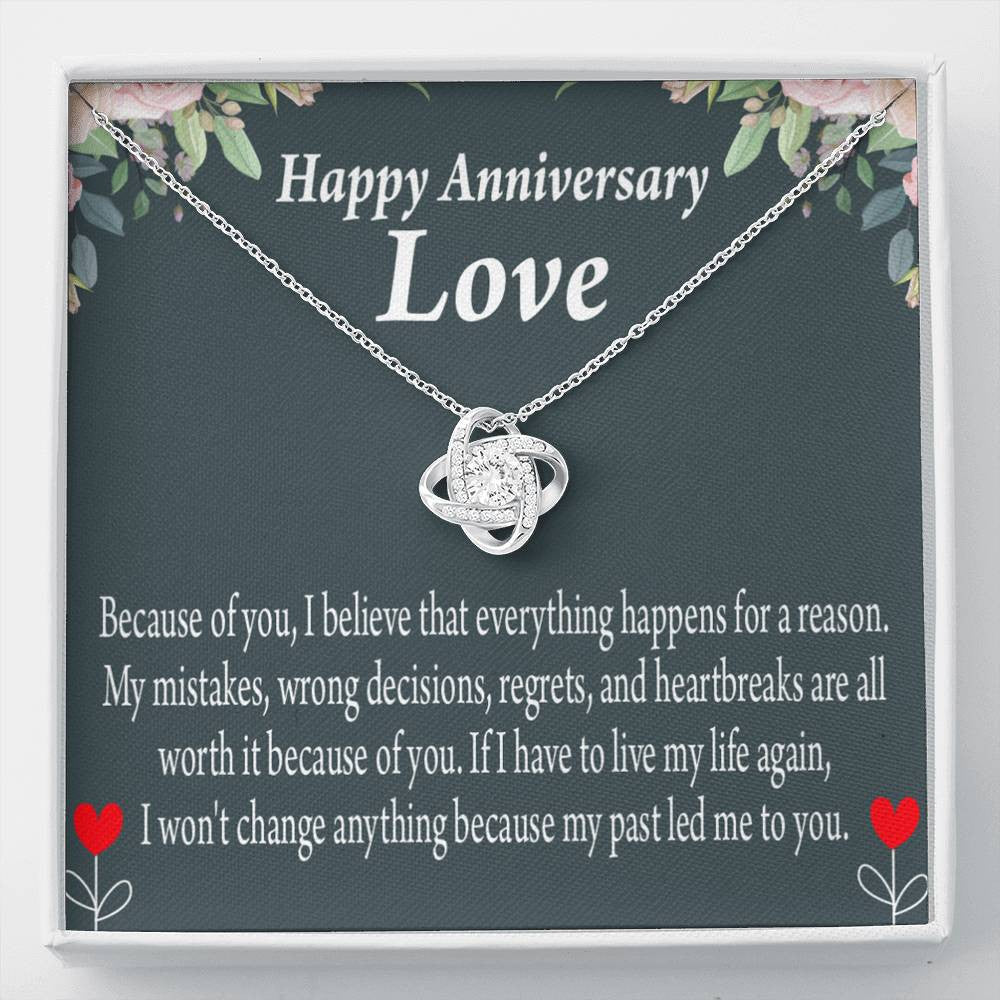 Happy Anniversary Girlfriend Reason For Everything Love Knot Pendant Necklace Stainless Steel W Cz Stone - Luxury Love Knot Necklace Meanful Gift Idea For Her/Him