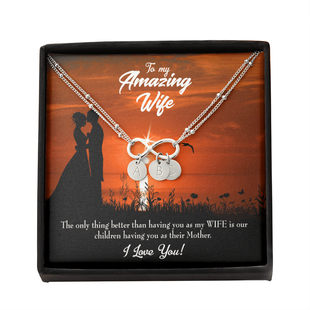 To My Wife My Wife And Mother Infinity Bracelet With Initial Charms - Infinity Bracelet