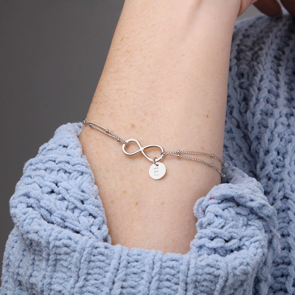 To My Wife When You Love Infinity Bracelet With Initial Charms - Infinity Bracelet