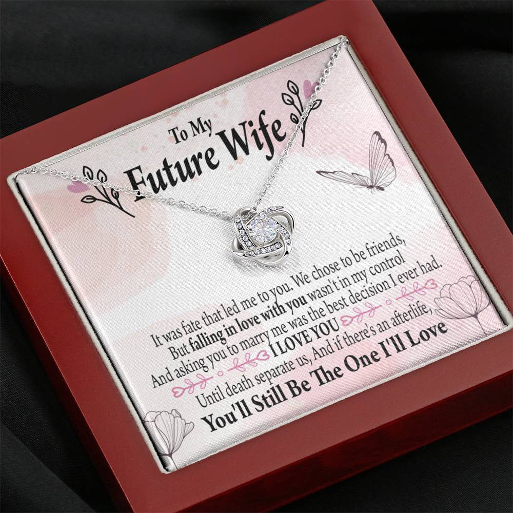 Future Wife The One Love Knot Pendant Necklace Stainless Steel W Cz Stone - Luxury Love Knot Necklace Meanful Gift Idea For Her/Him