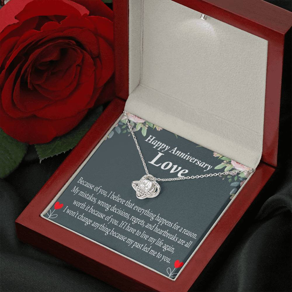 Happy Anniversary Girlfriend Reason For Everything Love Knot Pendant Necklace Stainless Steel W Cz Stone - Luxury Love Knot Necklace Meanful Gift Idea For Her/Him