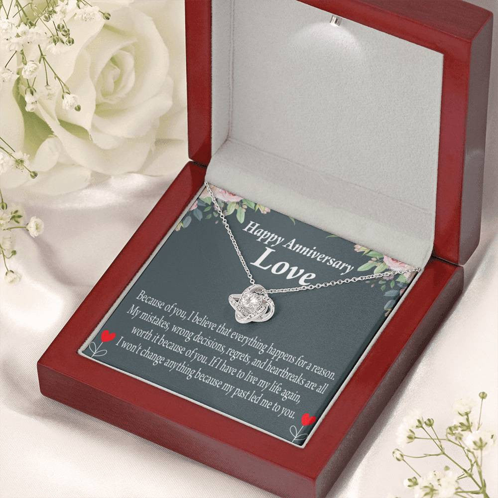 Happy Anniversary Girlfriend Reason For Everything Love Knot Pendant Necklace Stainless Steel W Cz Stone - Luxury Love Knot Necklace Meanful Gift Idea For Her/Him