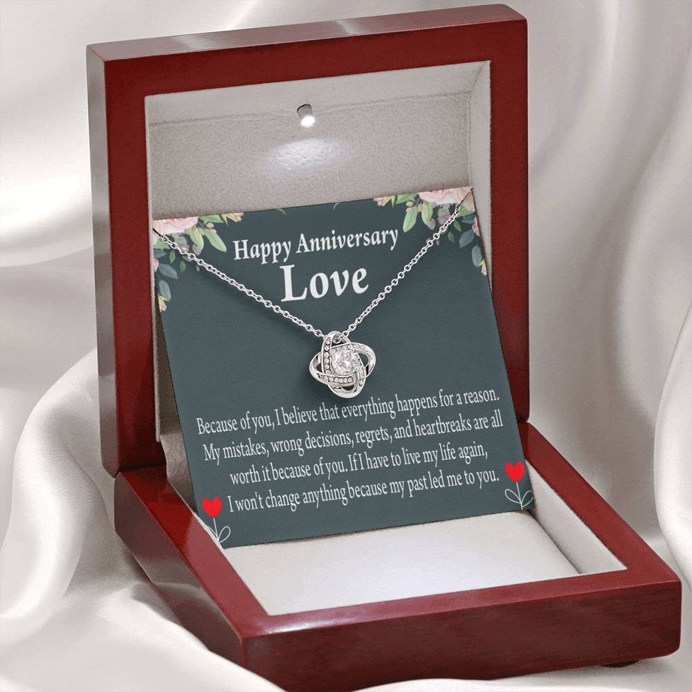 Happy Anniversary Girlfriend Reason For Everything Love Knot Pendant Necklace Stainless Steel W Cz Stone - Luxury Love Knot Necklace Meanful Gift Idea For Her/Him