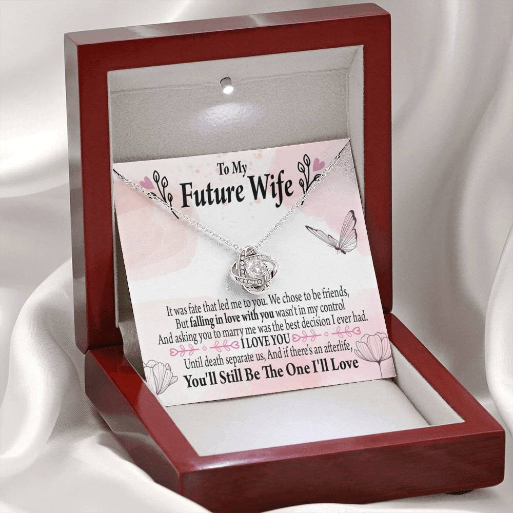 Future Wife The One Love Knot Pendant Necklace Stainless Steel W Cz Stone - Luxury Love Knot Necklace Meanful Gift Idea For Her/Him