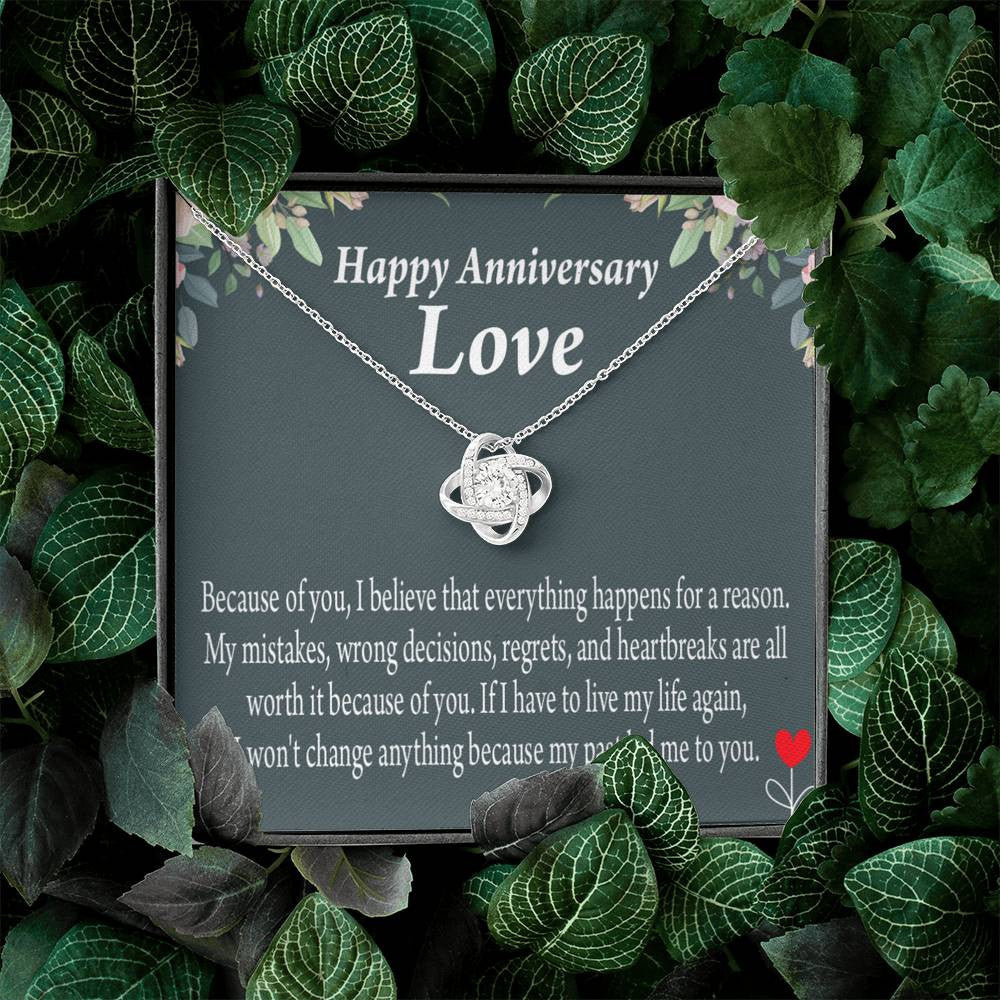 Happy Anniversary Girlfriend Reason For Everything Love Knot Pendant Necklace Stainless Steel W Cz Stone - Luxury Love Knot Necklace Meanful Gift Idea For Her/Him