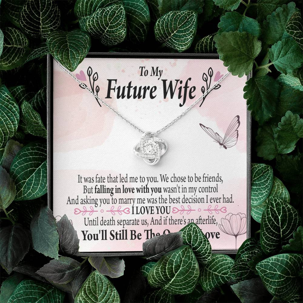 Future Wife The One Love Knot Pendant Necklace Stainless Steel W Cz Stone - Luxury Love Knot Necklace Meanful Gift Idea For Her/Him