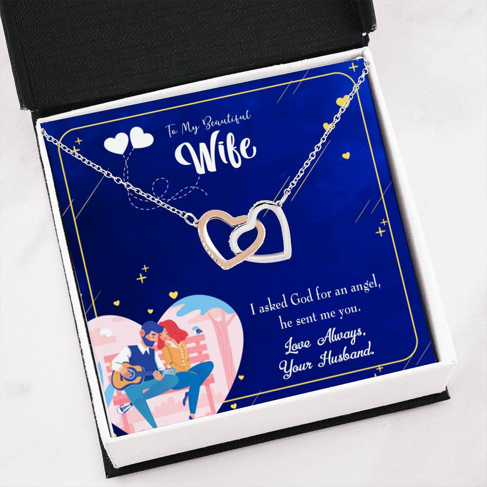 Wife Gift For Wife Birthday I Asked God Inseparable Love Pendant 18k Rose Gold Finish 16� - Interlocking Hearts Necklace