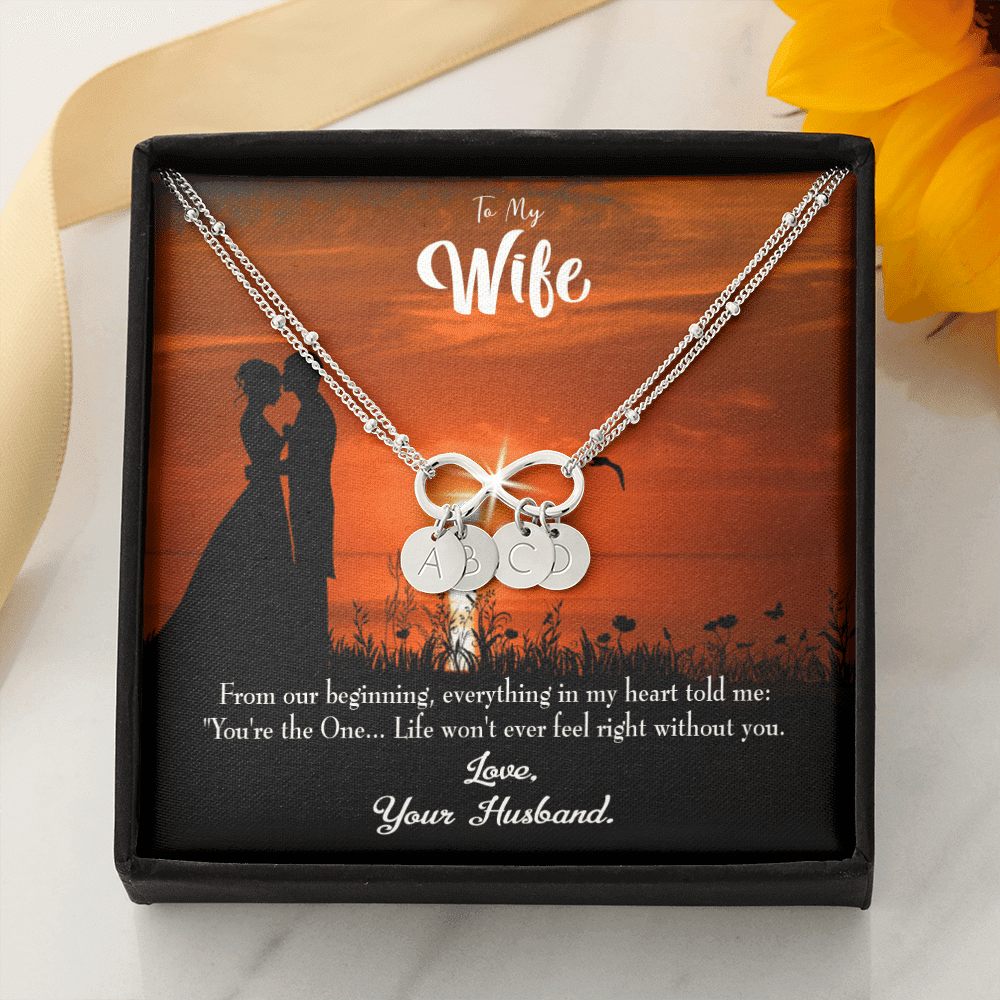 To My Wife You're The One Infinity Bracelet With Initial Charms - Infinity Bracelet
