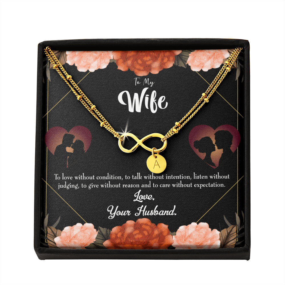 To My Wife Love Talk Listen Infinity Bracelet With Initial Charms - Infinity Bracelet