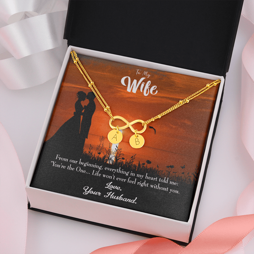 To My Wife You're The One Infinity Bracelet With Initial Charms - Infinity Bracelet