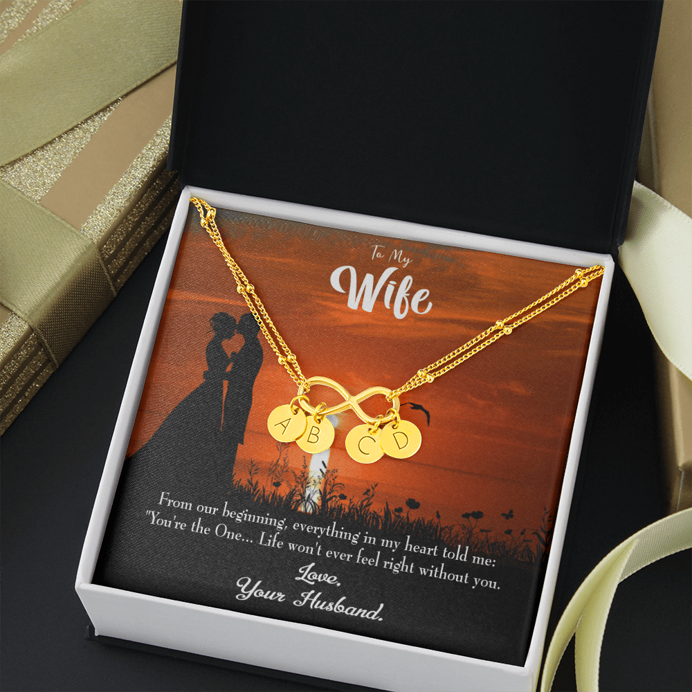 To My Wife You're The One Infinity Bracelet With Initial Charms - Infinity Bracelet