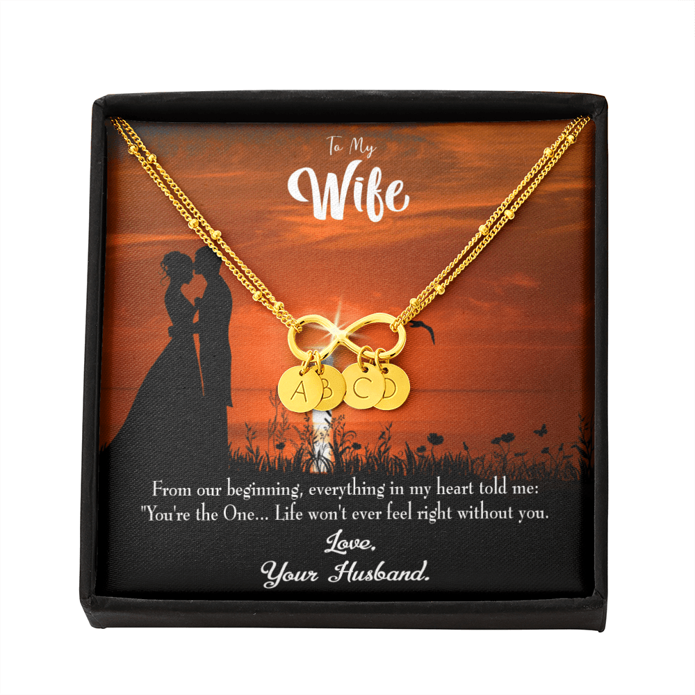 To My Wife You're The One Infinity Bracelet With Initial Charms - Infinity Bracelet