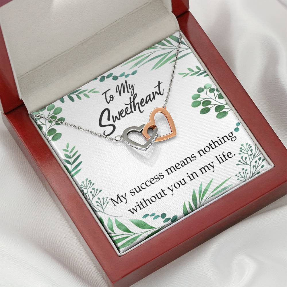 Gift To Wife My Success Means Nothing Without You Inseparable Necklace Pendant 18k Rose Gold Finish 16� - Interlocking Hearts Necklace