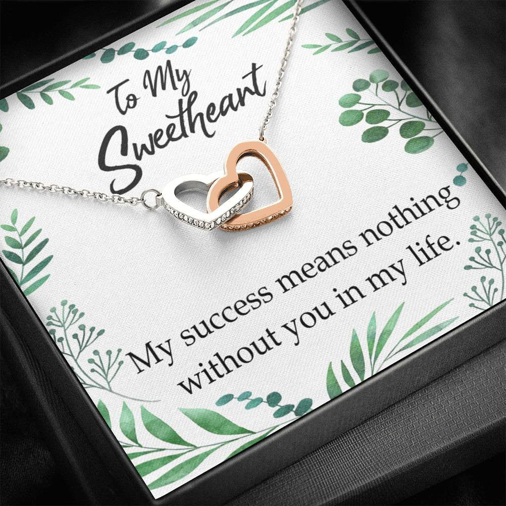 Gift To Wife My Success Means Nothing Without You Inseparable Necklace Pendant 18k Rose Gold Finish 16� - Interlocking Hearts Necklace