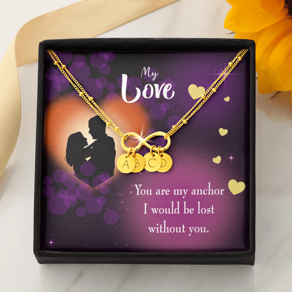 To My Wife You Are My Anchor Infinity Bracelet With Initial Charms - Infinity Bracelet