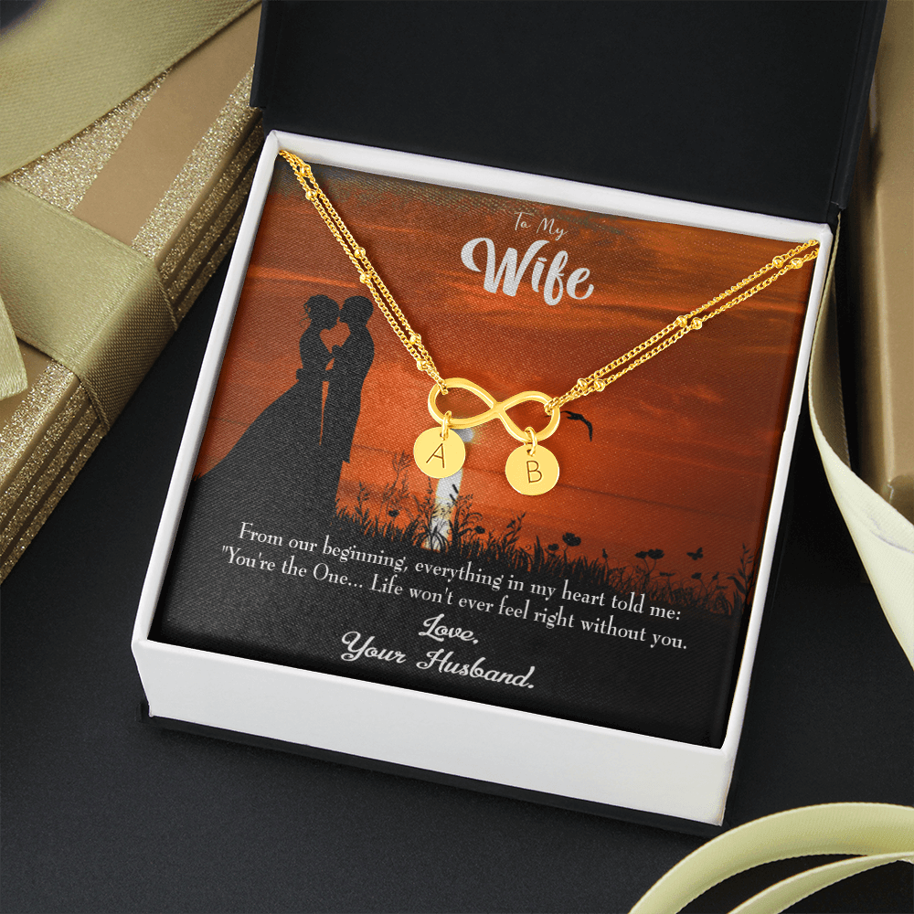 To My Wife You're The One Infinity Bracelet With Initial Charms - Infinity Bracelet
