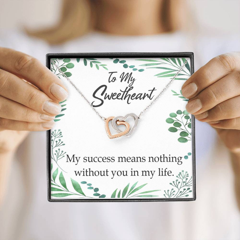 Gift To Wife My Success Means Nothing Without You Inseparable Necklace Pendant 18k Rose Gold Finish 16� - Interlocking Hearts Necklace