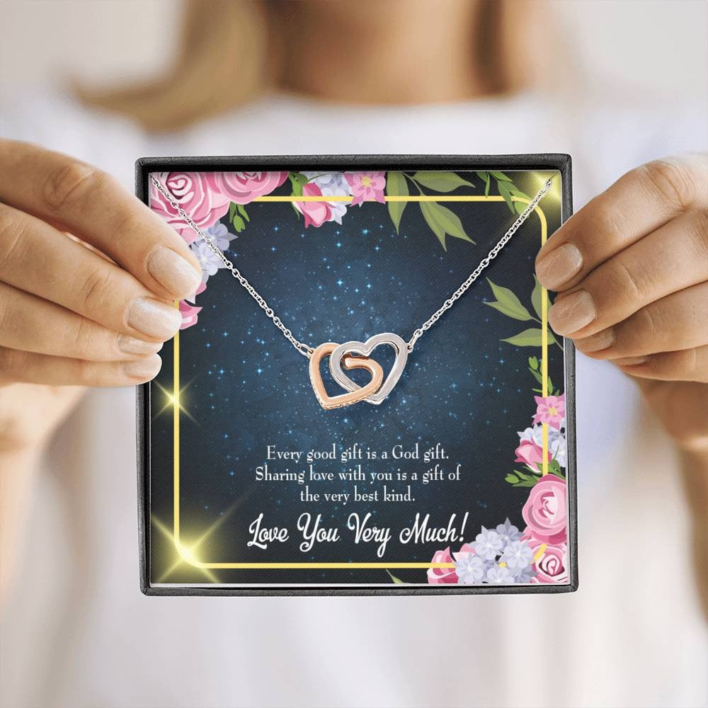 Wife Gift For Wife Birthday Every Good Gift Inseparable Love Pendant 18k Rose Gold Finish 16� - Interlocking Hearts Necklace