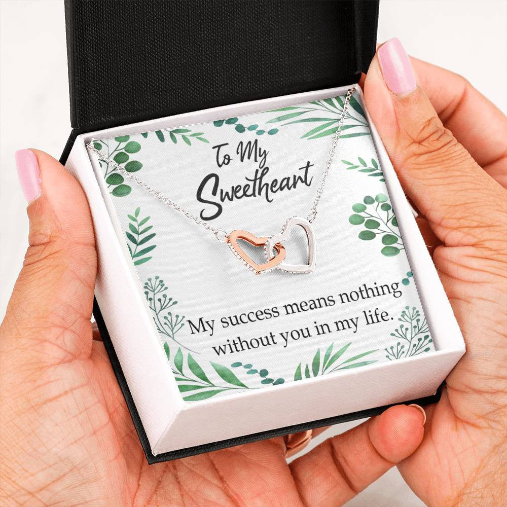 Gift To Wife My Success Means Nothing Without You Inseparable Necklace Pendant 18k Rose Gold Finish 16� - Interlocking Hearts Necklace