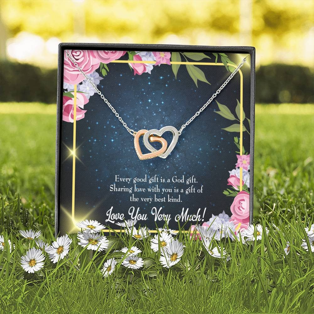 Wife Gift For Wife Birthday Every Good Gift Inseparable Love Pendant 18k Rose Gold Finish 16� - Interlocking Hearts Necklace