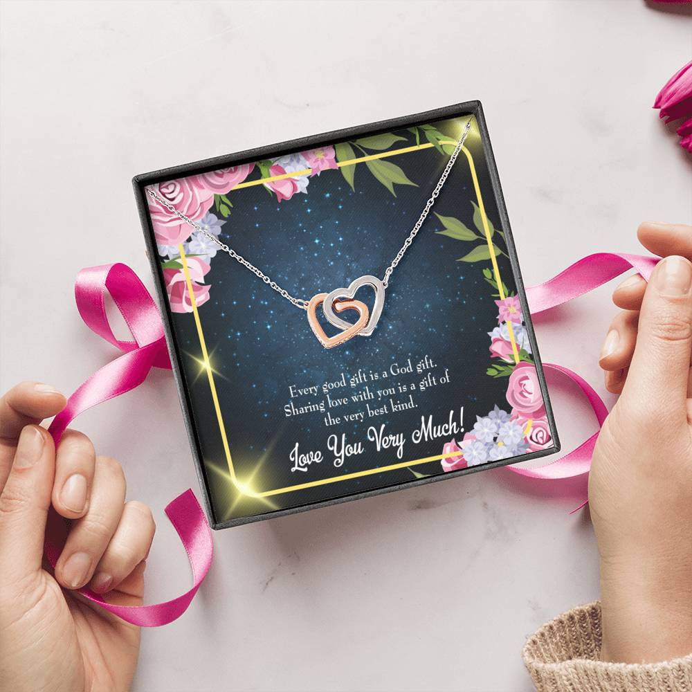 Wife Gift For Wife Birthday Every Good Gift Inseparable Love Pendant 18k Rose Gold Finish 16� - Interlocking Hearts Necklace