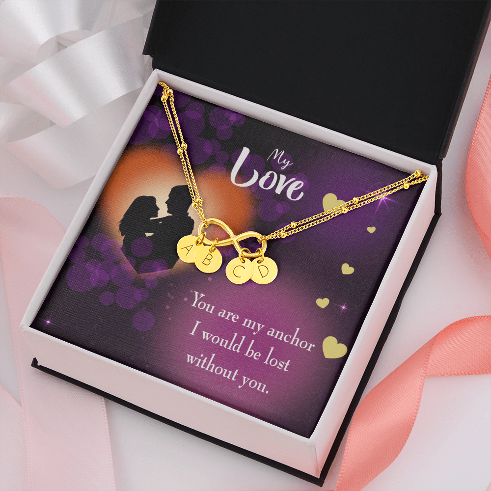 To My Wife You Are My Anchor Infinity Bracelet With Initial Charms - Infinity Bracelet
