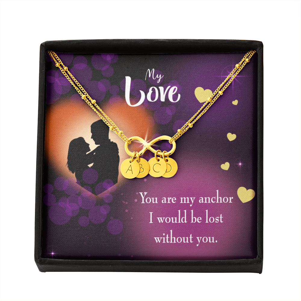 To My Wife You Are My Anchor Infinity Bracelet With Initial Charms - Infinity Bracelet