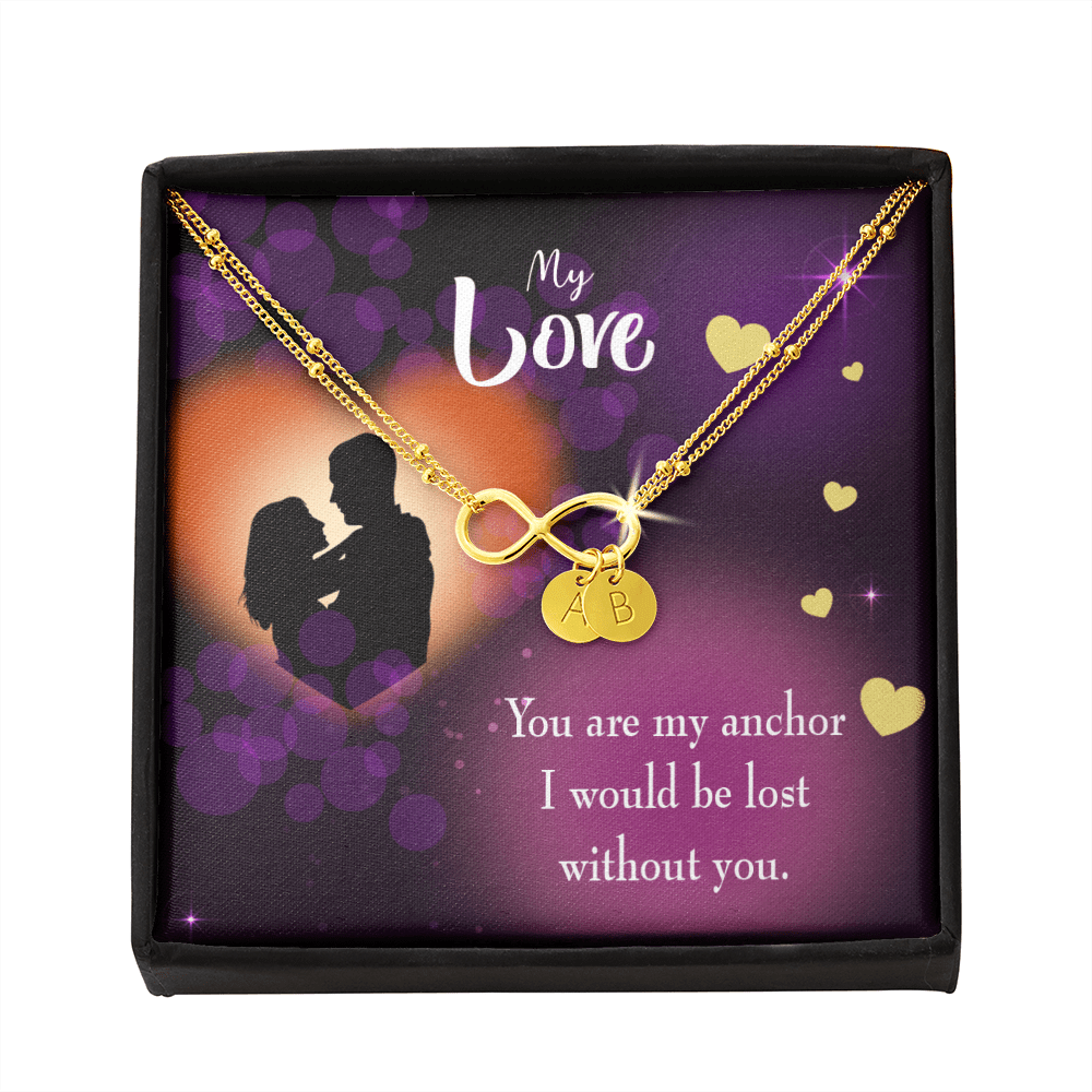 To My Wife You Are My Anchor Infinity Bracelet With Initial Charms - Infinity Bracelet