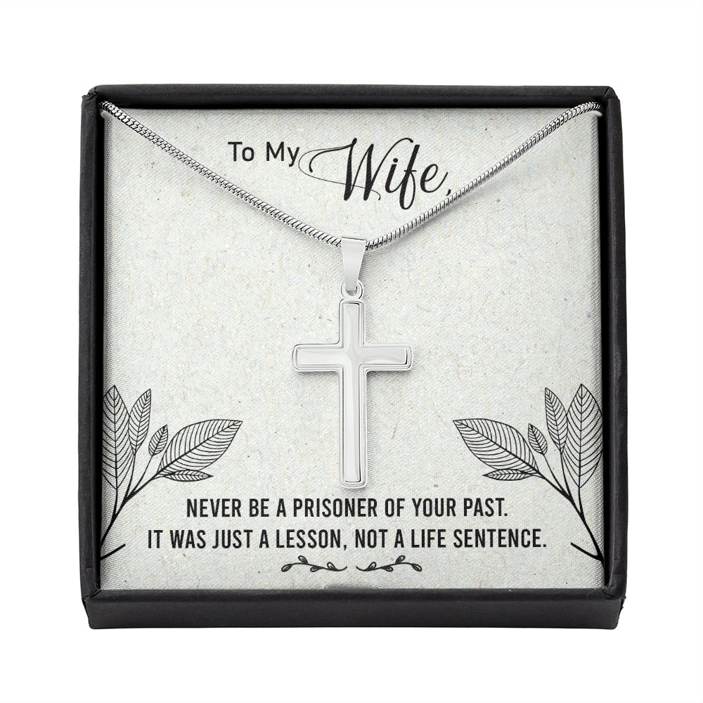 Christian Encouragement Card To My Wifenever Be A Prisoner Faith Cross Necklace Stainless Steel Pendant Religious Gift - Meanful Cross Messages Card Gift Idea