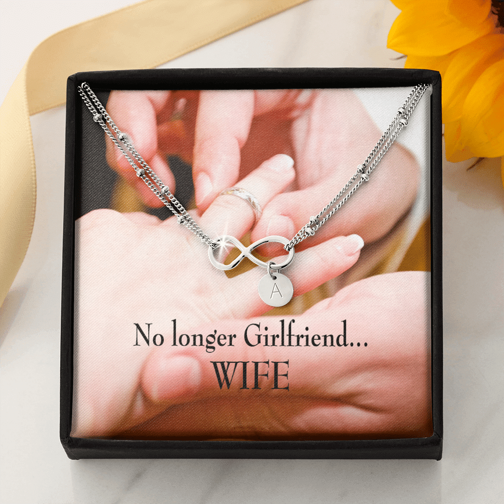 To My Future Wife No Longer Girlfriend Infinity Bracelet With Initial Charms - Infinity Bracelet