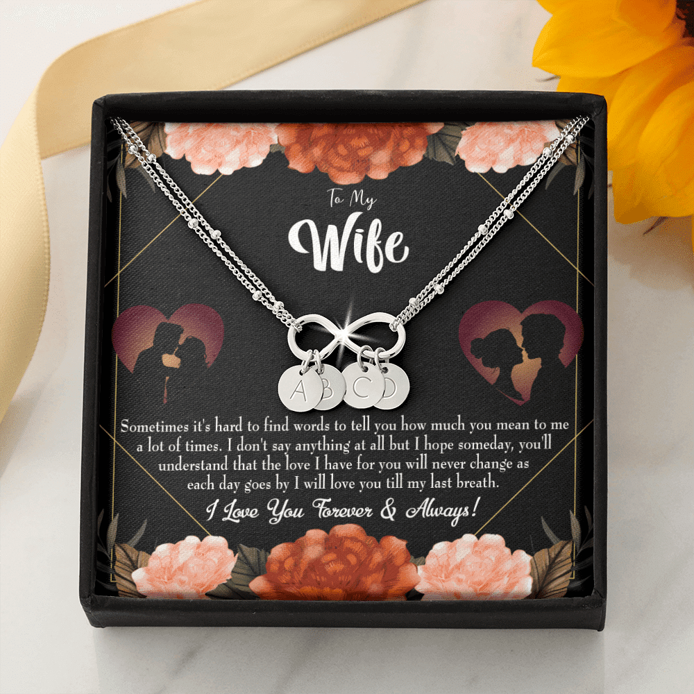 To My Wife Love You Forever Infinity Bracelet With Initial Charms - Infinity Bracelet
