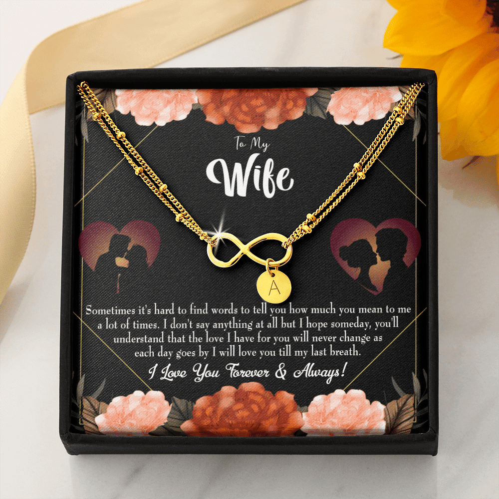 To My Wife Love You Forever Infinity Bracelet With Initial Charms - Infinity Bracelet