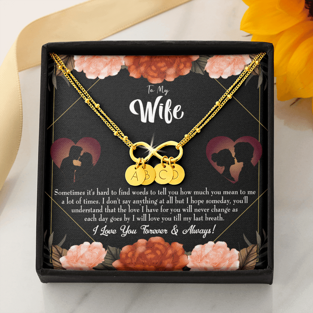 To My Wife Love You Forever Infinity Bracelet With Initial Charms - Infinity Bracelet