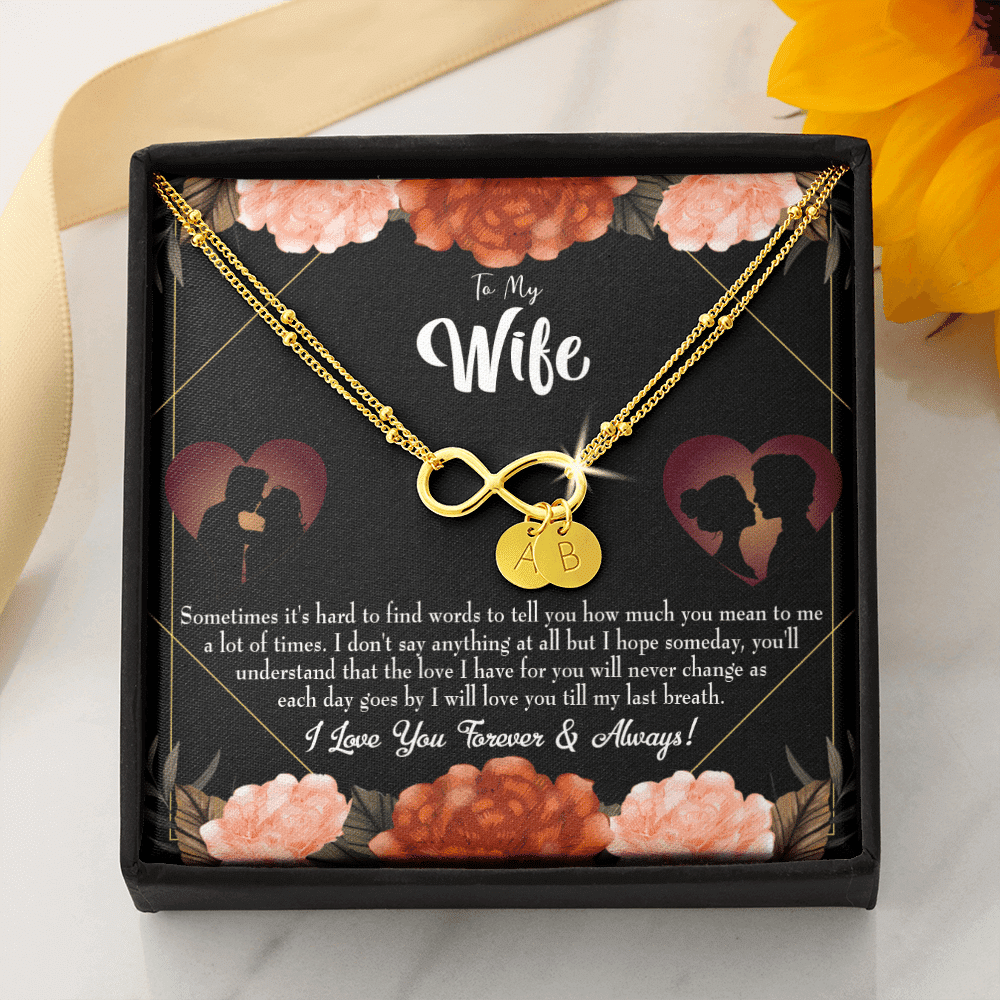 To My Wife Love You Forever Infinity Bracelet With Initial Charms - Infinity Bracelet
