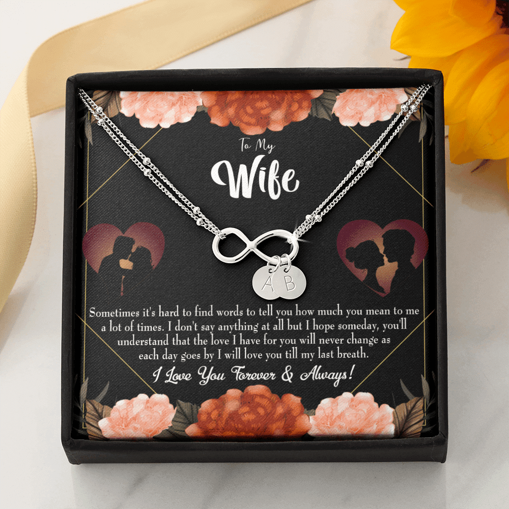 To My Wife Love You Forever Infinity Bracelet With Initial Charms - Infinity Bracelet