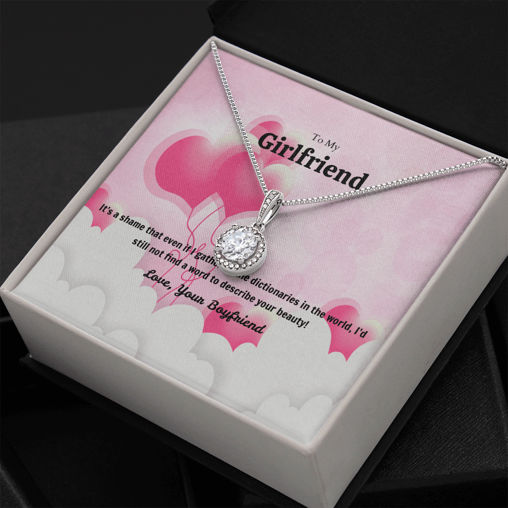 To My Girlfriend Valentines Gift No Word to Describe Your Beauty Heart Balloon Eternal Union Necklace - Eternal Hope