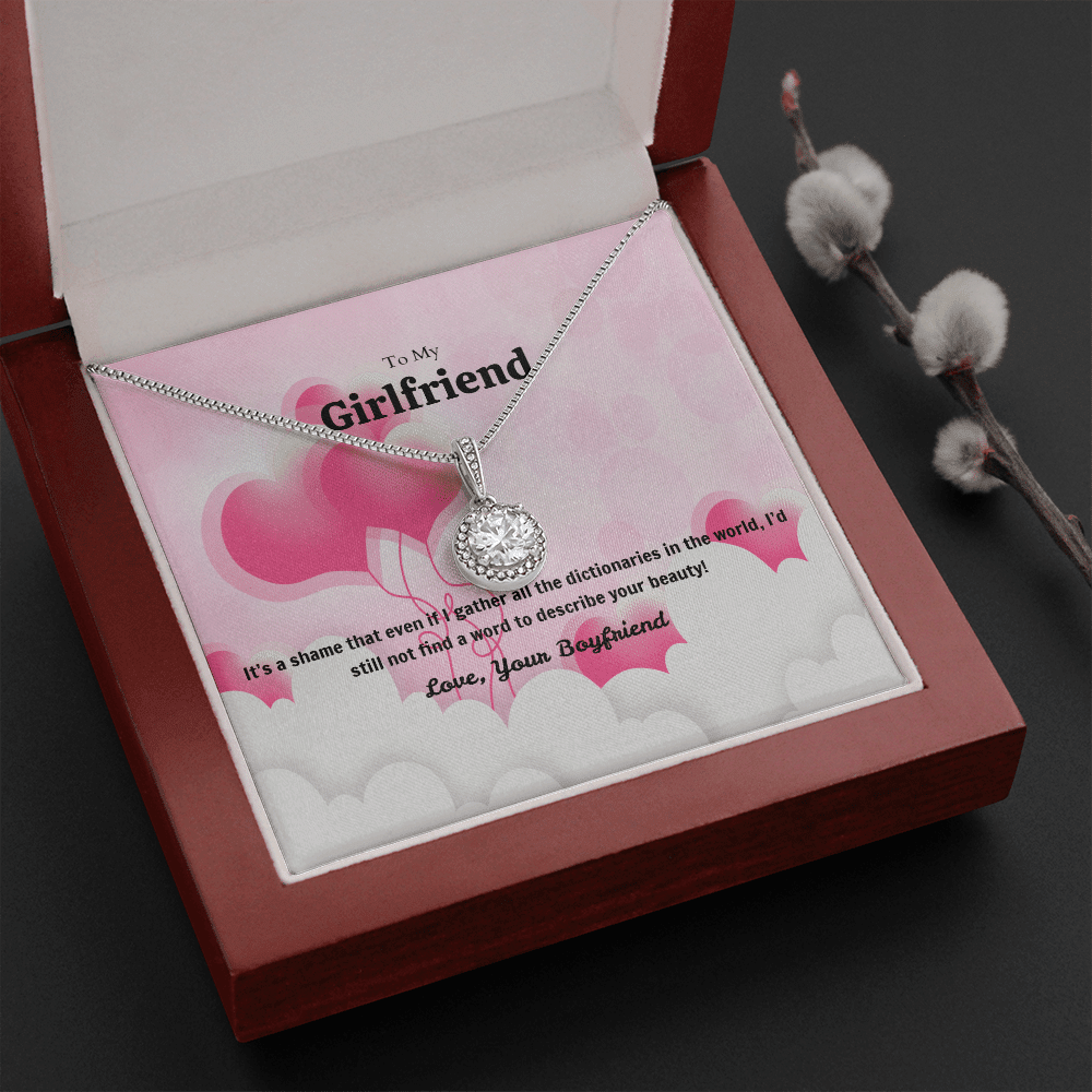 To My Girlfriend Valentines Gift No Word to Describe Your Beauty Heart Balloon Eternal Union Necklace - Eternal Hope