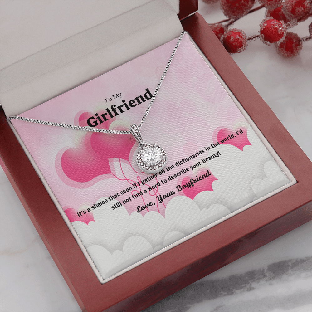 To My Girlfriend Valentines Gift No Word to Describe Your Beauty Heart Balloon Eternal Union Necklace - Eternal Hope
