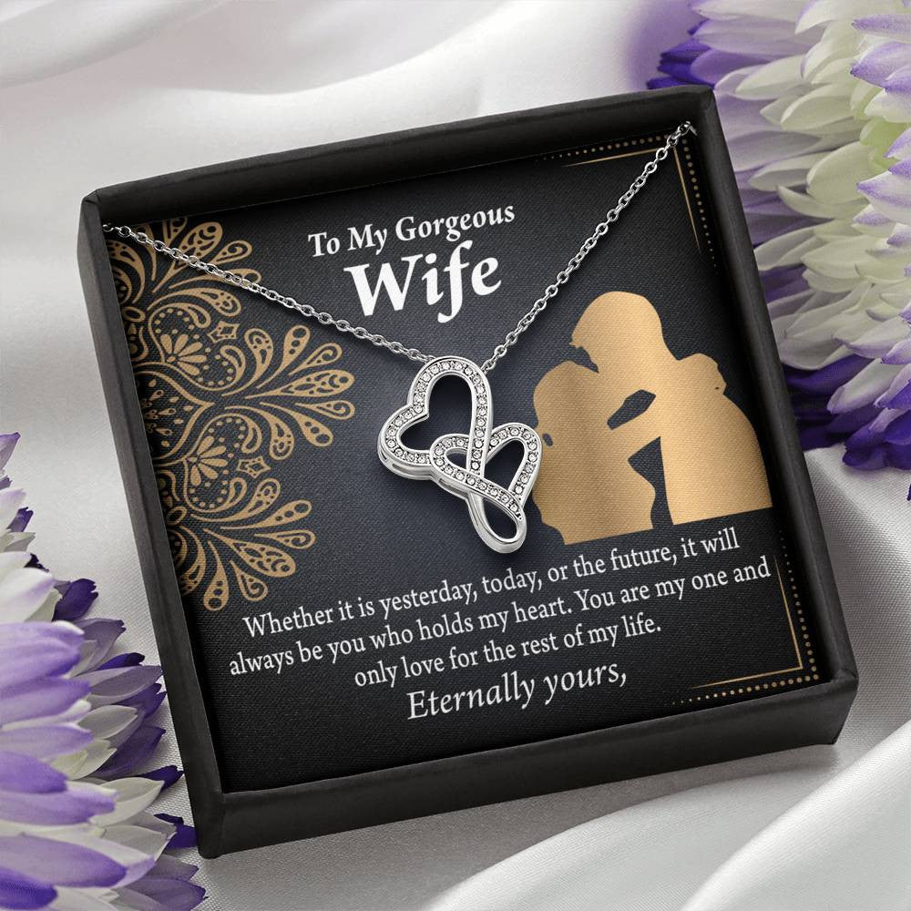 To My Wife It's Always Been You Twin Hearts Necklace Cz Eternal Bond Pendant From Son Daughter Gift Anniversary Birthday Graduation Mothers Day - Double Hearts Necklace