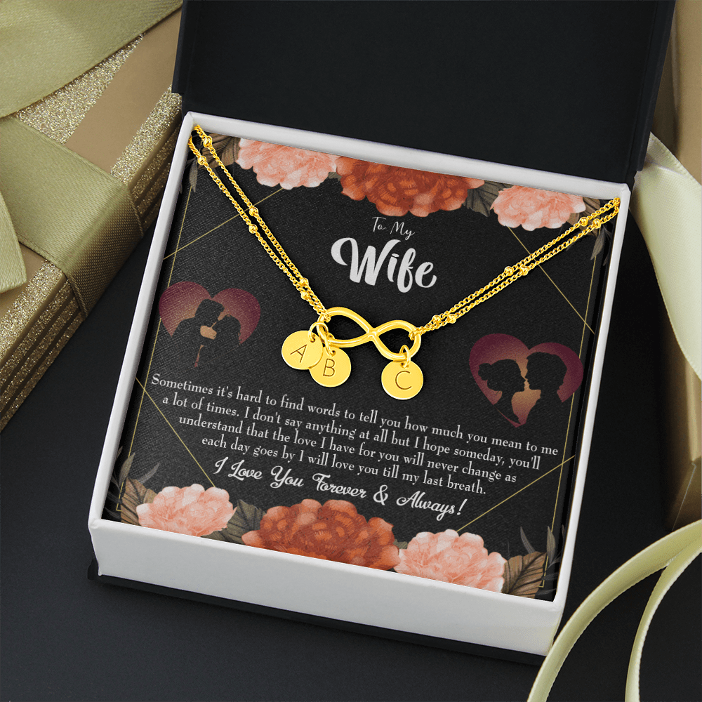To My Wife Love You Forever Infinity Bracelet With Initial Charms - Infinity Bracelet