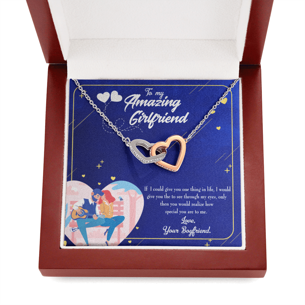 Future Wife Fiance Gift Boyfriend To Girlfriend Inseparable Love Pendant 18k Rose Gold Finish 16� Engagement Wedding Gift - Interlocking Hearts Necklace