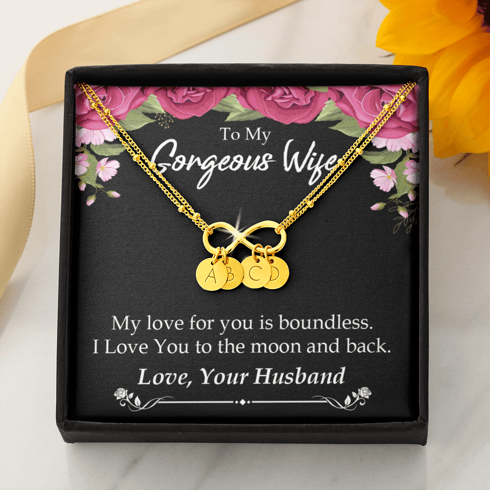 To My Wife My Love For You Is Boundless Infinity Bracelet With Initial Charms - Infinity Bracelet
