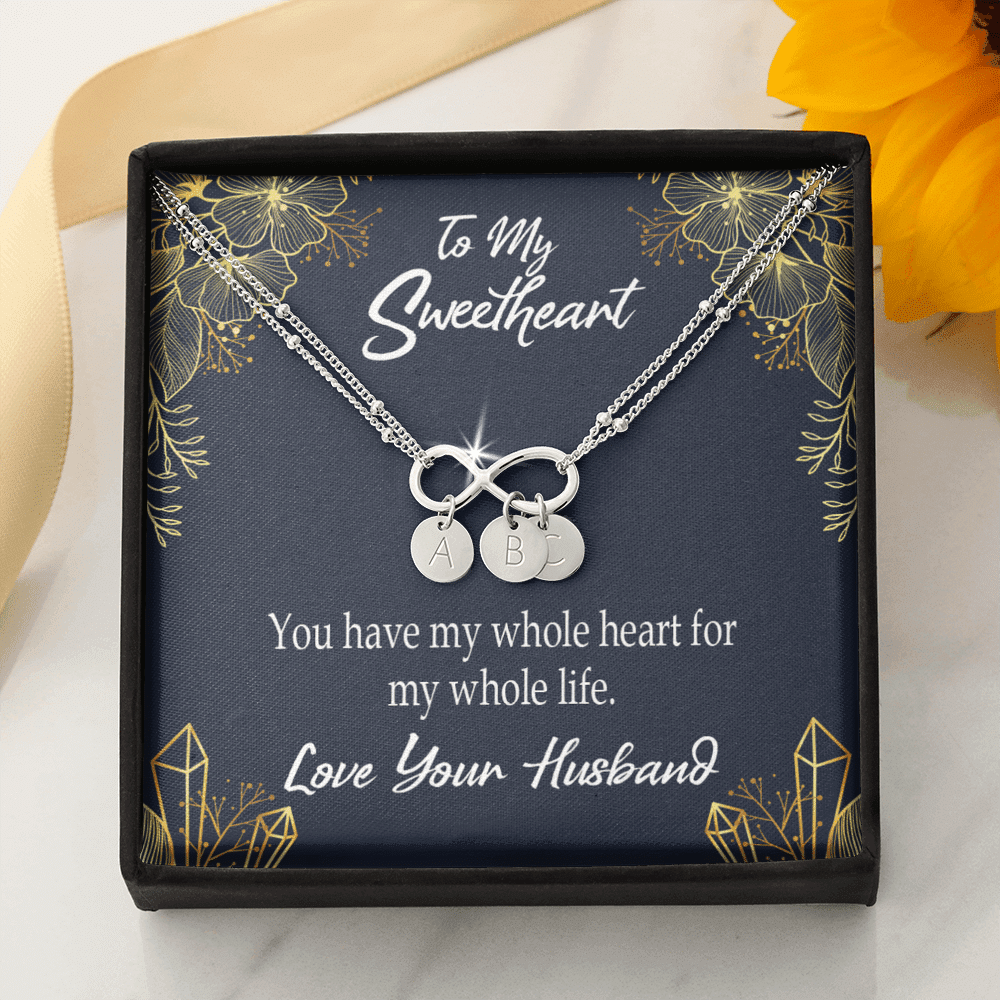 To My Wife My Heart Is Yours Infinity Bracelet With Initial Charms - Infinity Bracelet