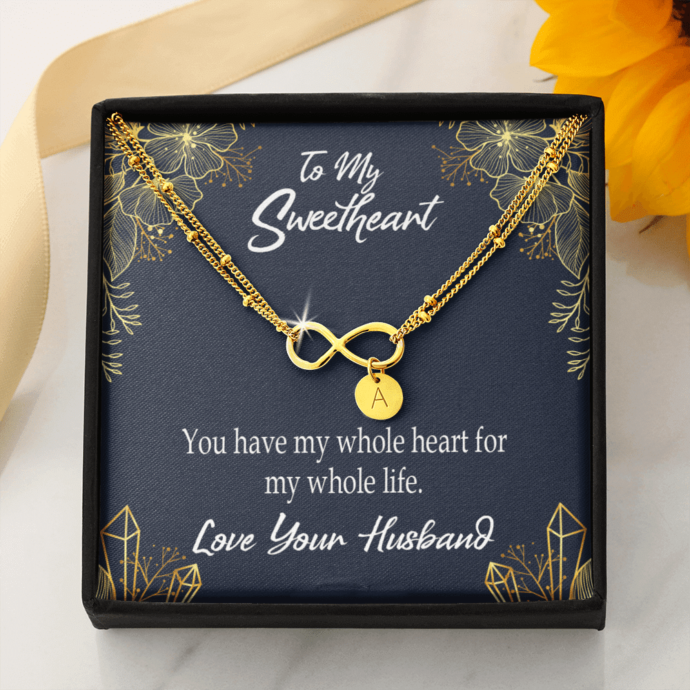 To My Wife My Heart Is Yours Infinity Bracelet With Initial Charms - Infinity Bracelet