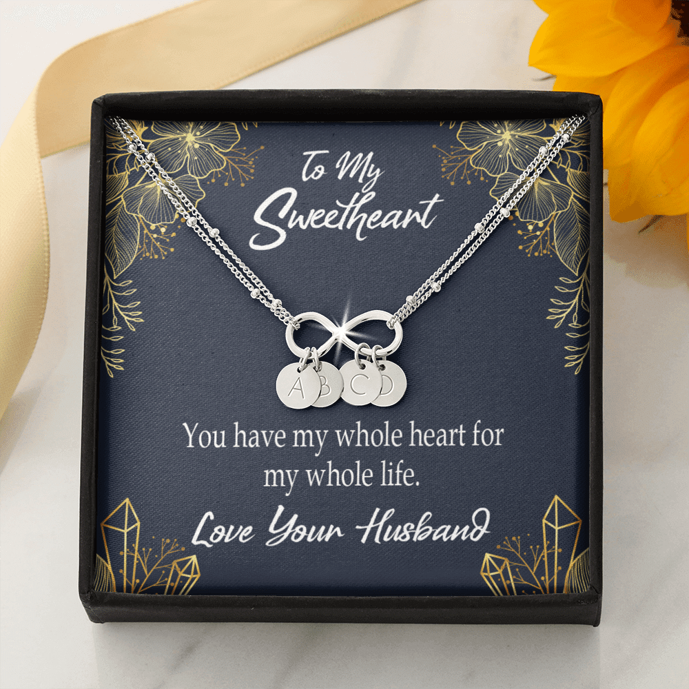 To My Wife My Heart Is Yours Infinity Bracelet With Initial Charms - Infinity Bracelet
